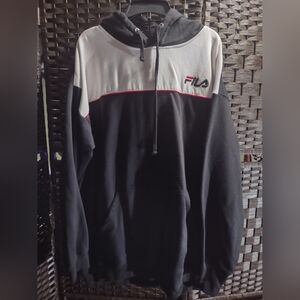 Fila Men's Big & Tall Classic Pullover Hoodie Black White  5XL